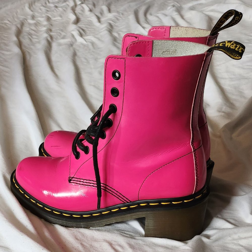 Dr. Martens Pink patent leather Clemency boots womens uk 6 us 8